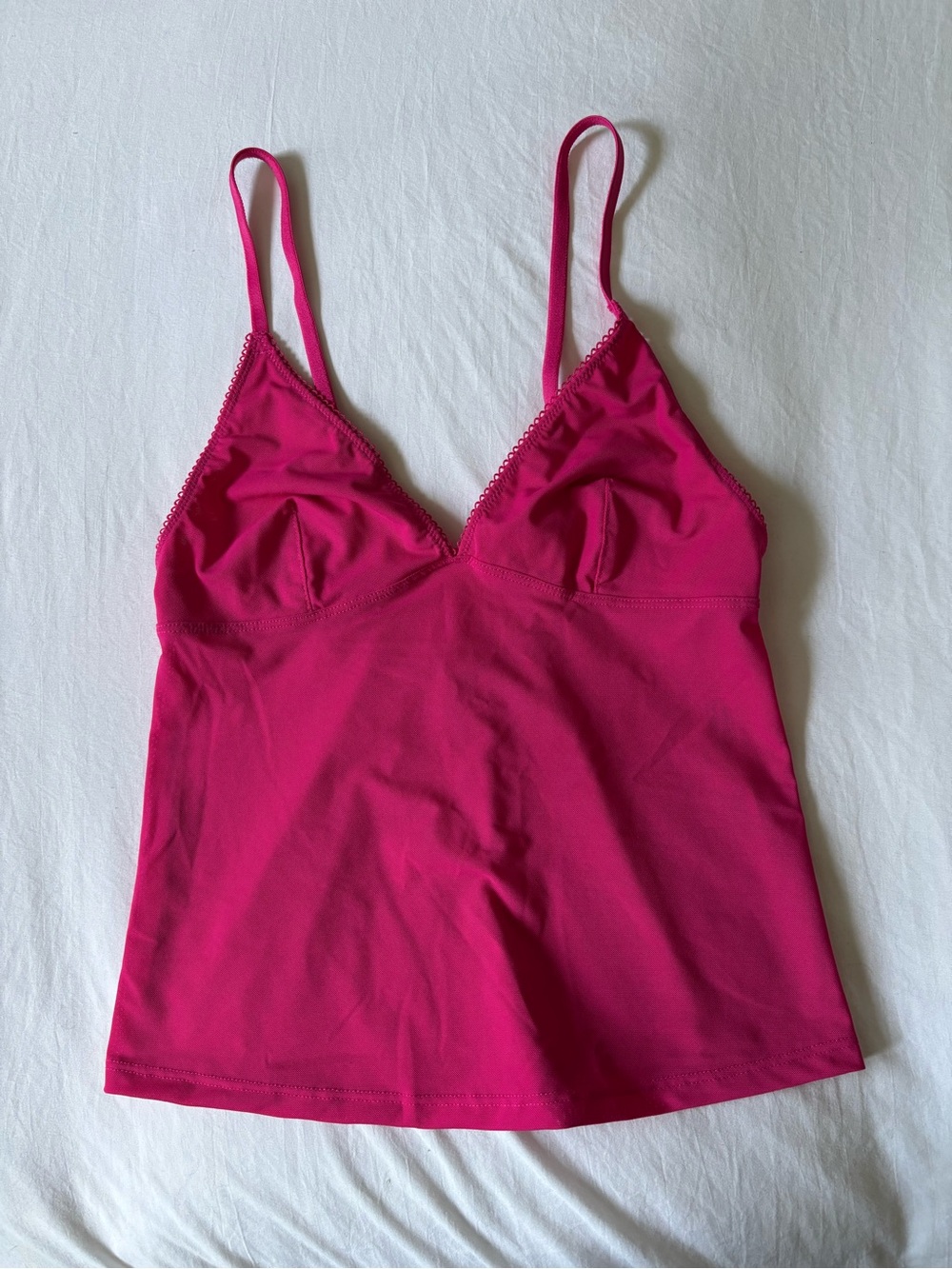 Out From Under Je T'aime Mesh Cropped Cami Hot Pink